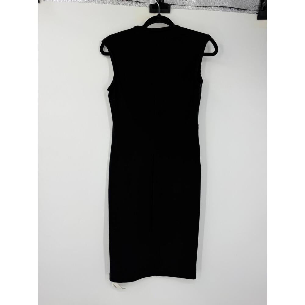 Helmut Lang Womens Black Sleeveless Draped Pleated Midi Dress Minimalist Office - Picture 6 of 9